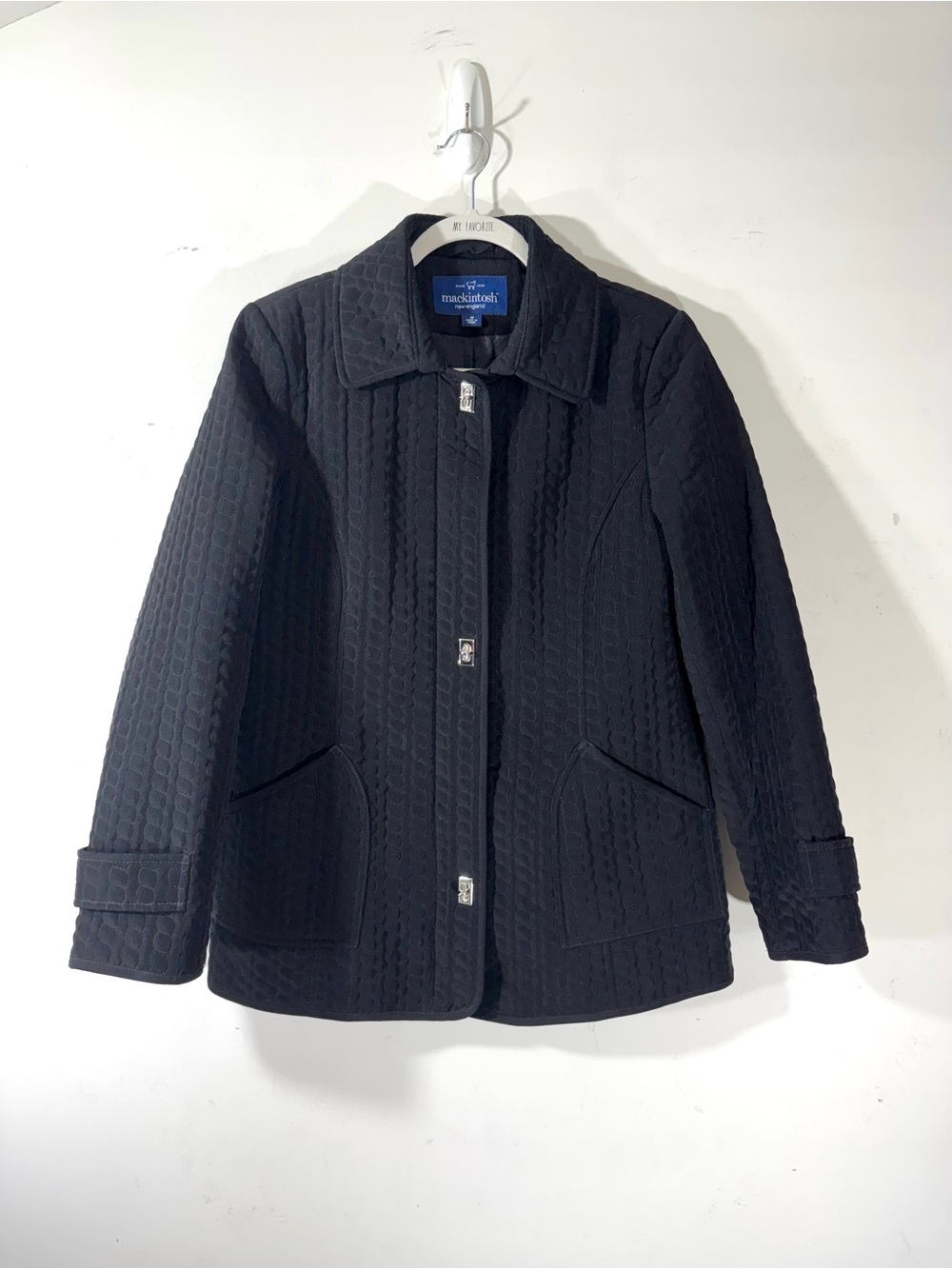 Macintosh Womens black quilted barn jacket Medium Full Zip Toggles Preppy Riding